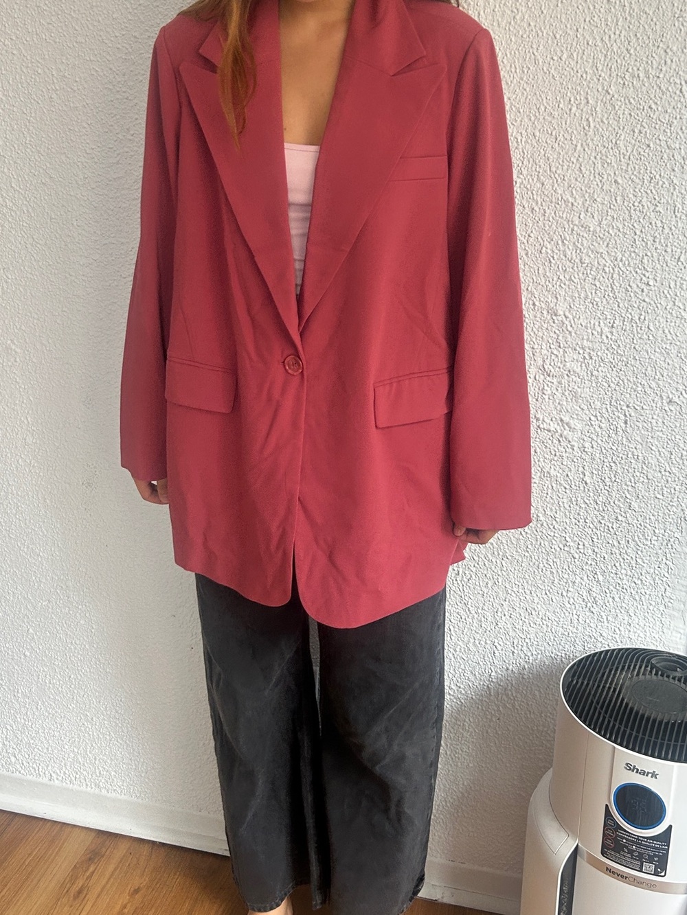 Red Women's Single-Button Blazer Jacket